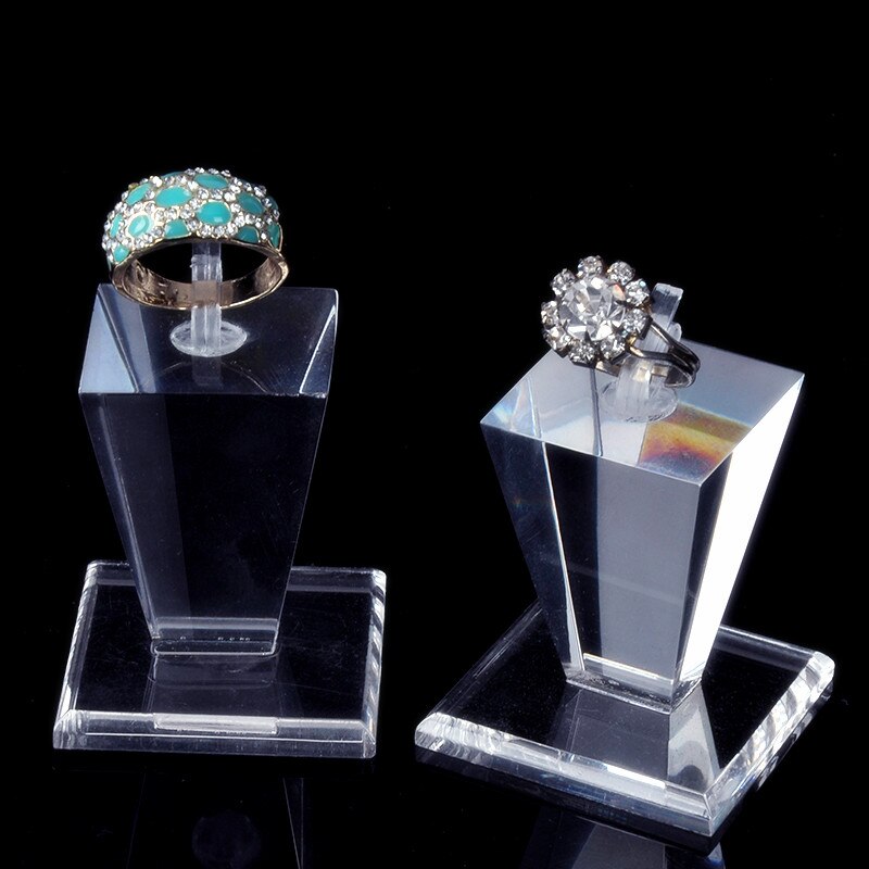 Soporte de exhibición de anillo acrílico, expositor de joyas en 4 colores