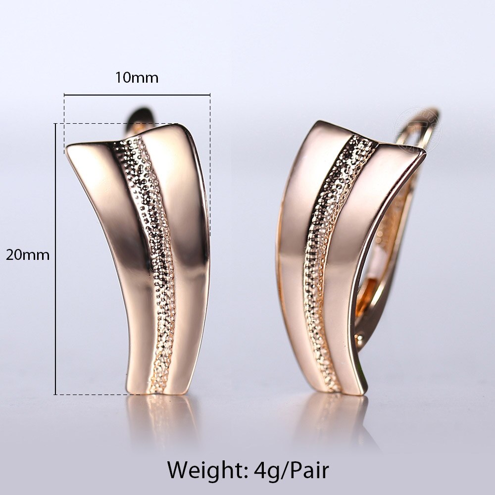 Fan Shaped 585 Rose Gold Stud Earrings for Women Girls Simple Geometric Scrub Earrings GE281: Default Title