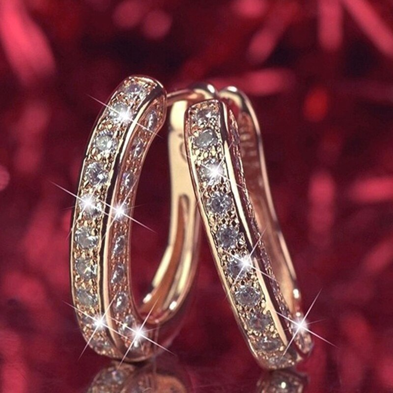1 paar Luxus Großen Runden Kreis Hoop Ohrringe "U" Form Gold Gefüllt Zirkon Partei Ohrringe Schmuck