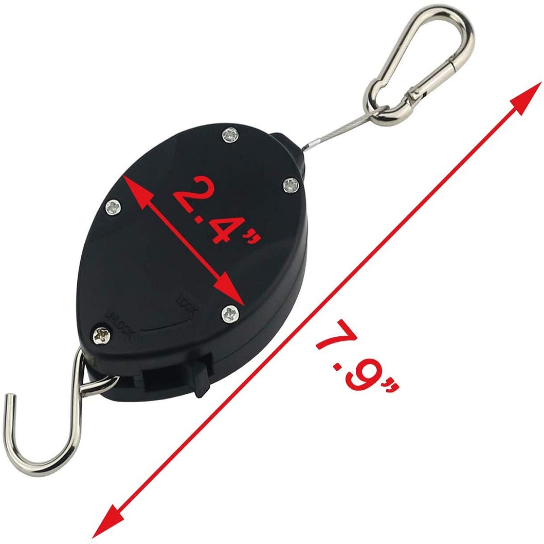 Retractable Plant Wire Pulley, Adjustable Plant Hanger Hook with Locking Mechanism for Hanging Plants, Garden Flower Baskets, Po