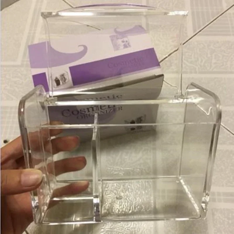 Contenitori per la conservazione di tamponi cosmetici in plastica per organizzatore di tamponi di cotone antipolvere con coperchio supporto per trucco trasparente impermeabile