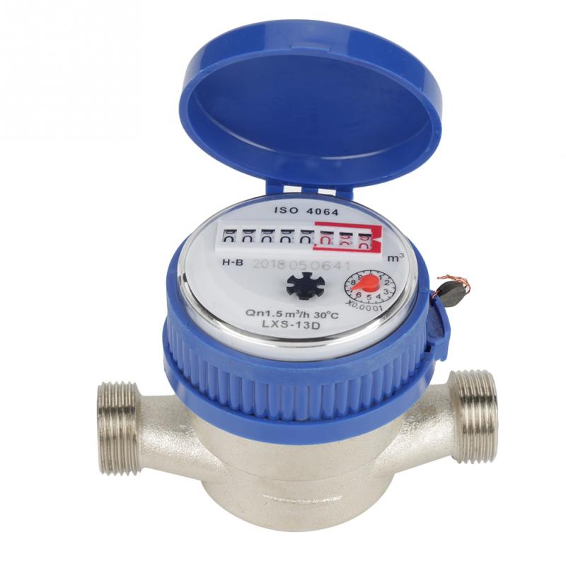 Home Water Meter 15 mm 1/2 inch Cold Water Meter with Fittings for Garden & Home Usage
