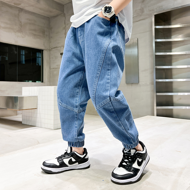 Jeans para meninos grandes, roupas infantis, moda casual, calças infantis legais, calças para meninos, roupas largas de verão para meninos, adolescentes: Azul / 2T
