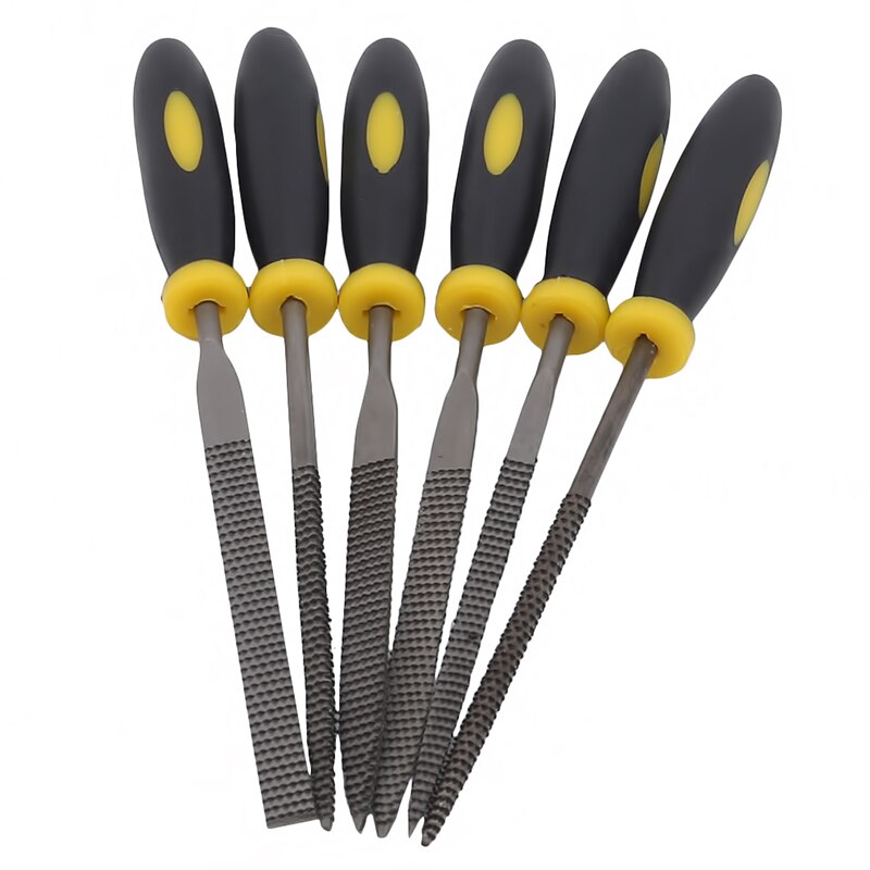Mini metallrasp nålfilar set 6 st träsnideri verktyg för stålrasp nål filning träbearbetning handfil verktyg