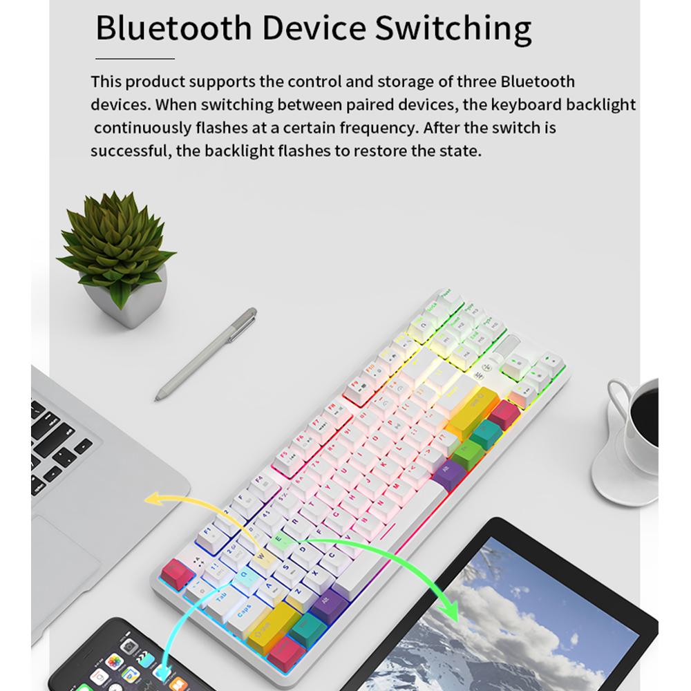 Bluetooth Draadloze Mechanische Toetsenbord 87 Toetsen Ajazz K870T Type C Dual Mode Bedrade Gaming Toetsenbord Met Cherry As Voor Gamer