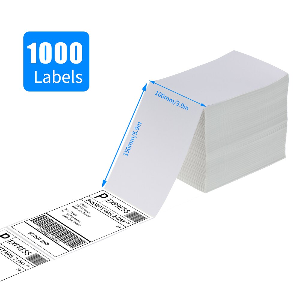 1000 Sheets Fan-Fold Direct Thermal Labels Label Paper Self-adhesive Mailing Labels Sticker for Thermal Label Printer