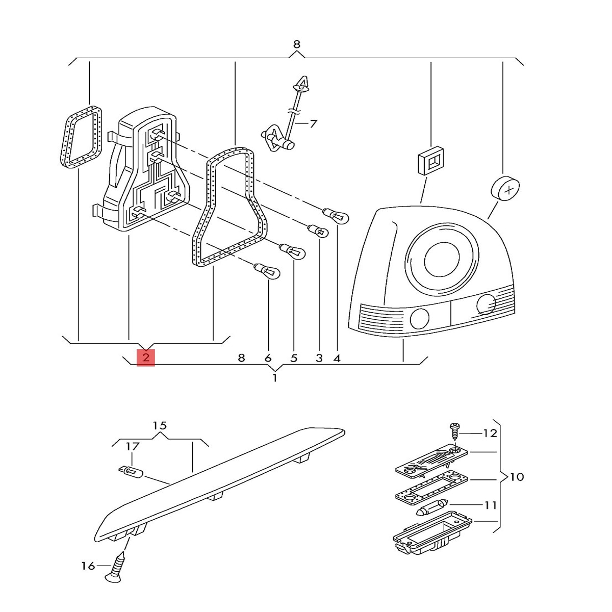 6Q6 945 257 258 F Right&Left Rear Tail Light Bulb Holder Circuit Board Lamp For VW Polo Vento 2006 Hatchback 6QD945257A