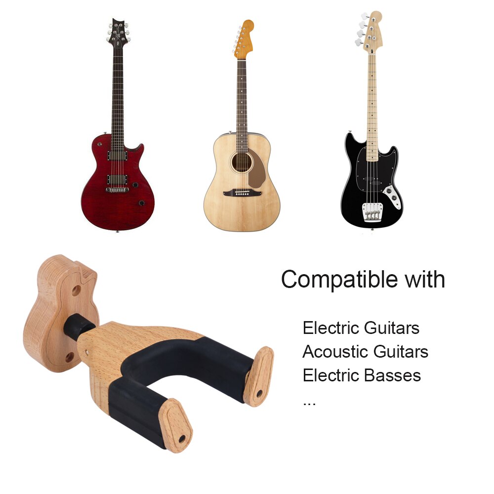 Veggfeste gitar henger krokholder keeper autolås med gitarform massivt trebunn for elektriske gitarer gitar tilbehør
