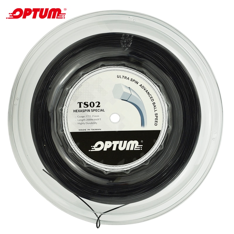 Optum hexraspin especial 1.25mm hexagonal tennis string top-spin poliéster raquete corda torção durável gym string 200 m/carretel