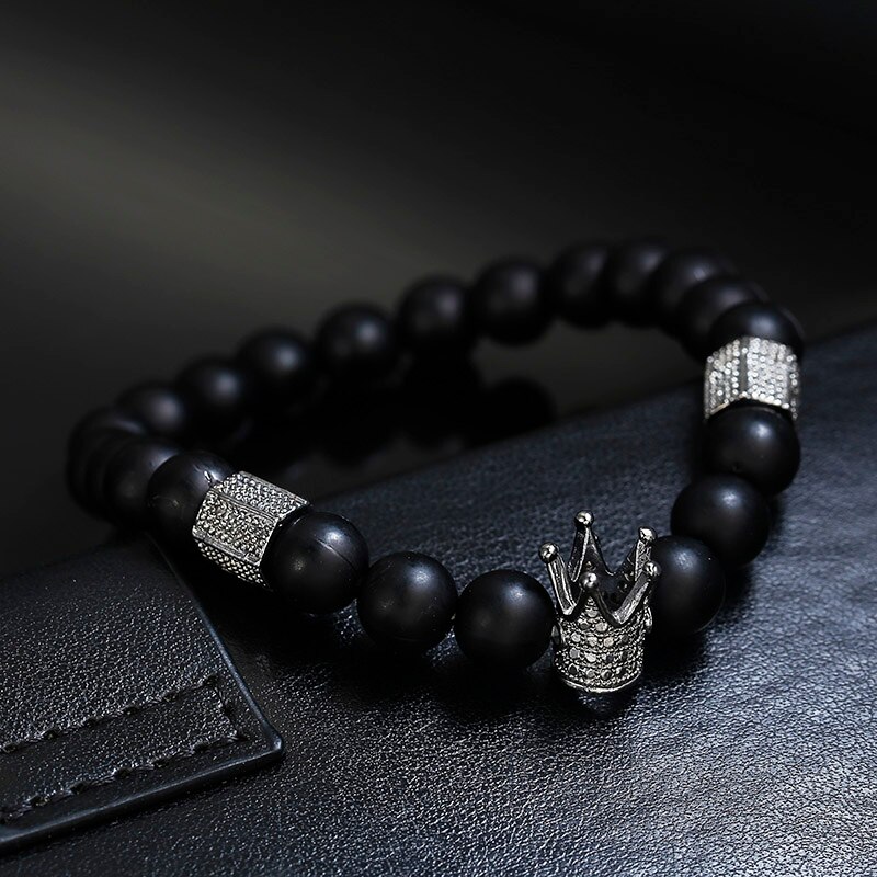 Charme Natürliche Stein Männer Frauen Armbinde Kreuz Schwarz Lava matt Perlen Armbänder Handgemachte Gebet Fitness Kette Paar Schmuck