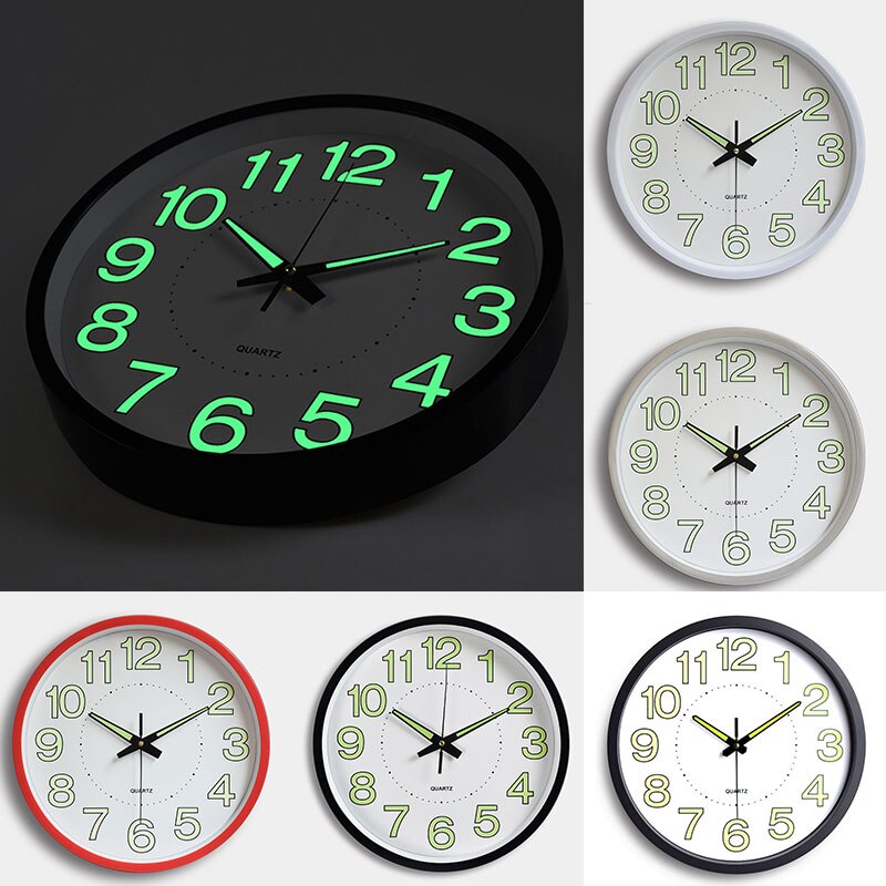 Reloj de pared fluorescente de estilo antiguo Vintage para el hogar, sala de estar, oficina y cocina, 30cm, 1 unidad