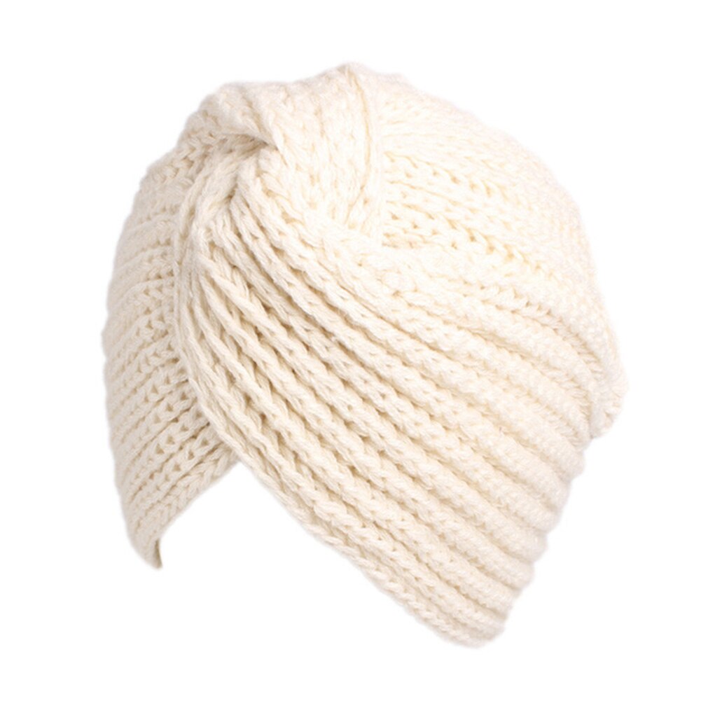 Women Turban Knot Headwrap Winter Woolen Turban Hat Cross Twisted Cap National Costume Hat EDF88: Beige