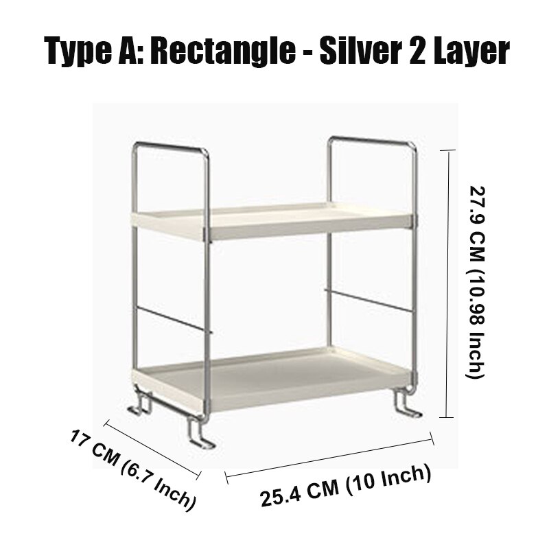 Bathroom Organizer Washroom Vanity Shelf Storage Rack Corner Caddy Tooth Stand Holder Bathtub Tray Adjusted layer Height: 2 Layer A Silver