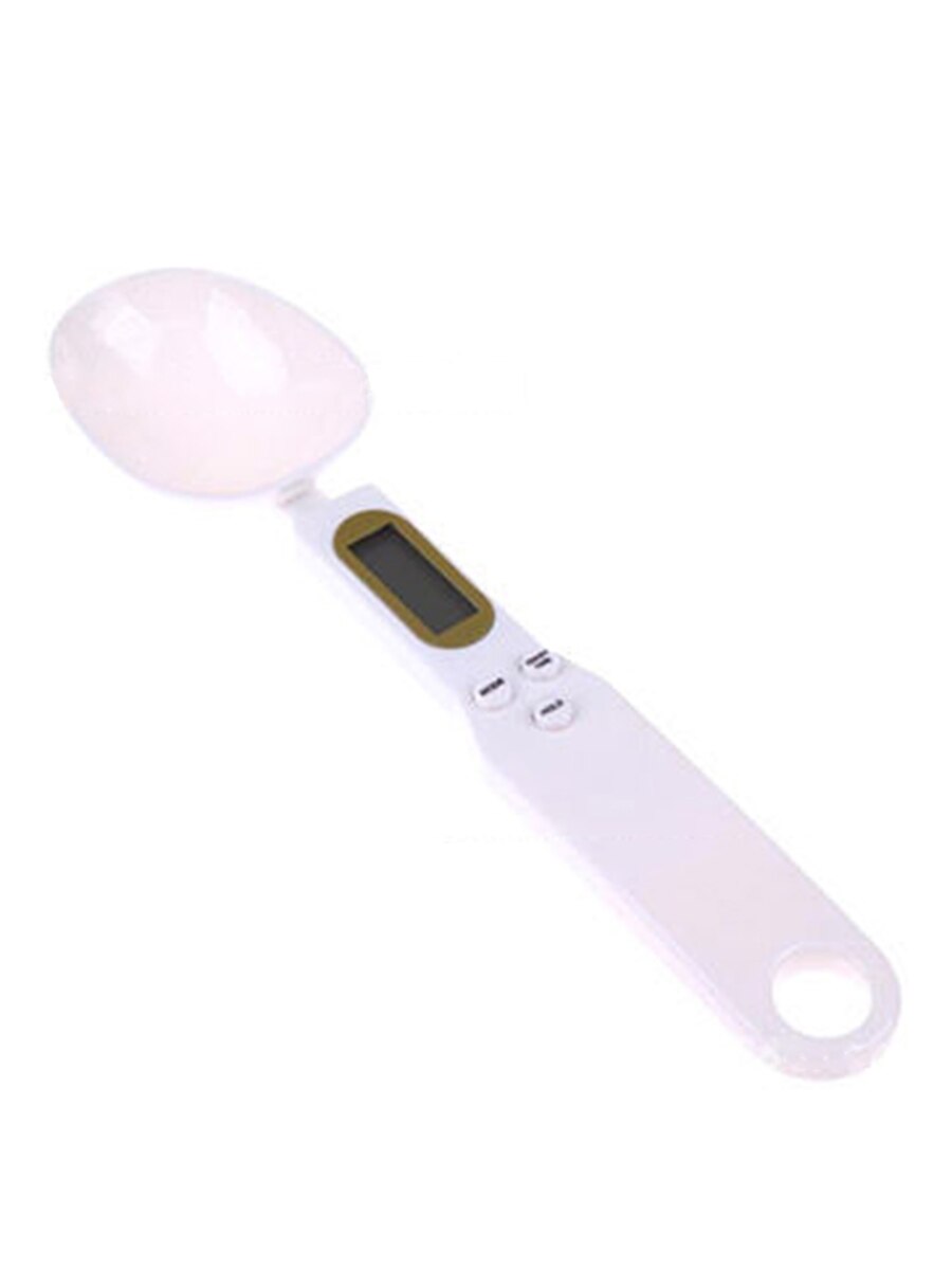 Cuchara medidora Digital de cocina con pantalla Lcd, balanza de cuchara Digital electrónica, Mini báscula de cocina, suministros para hornear: Blanco