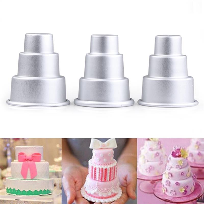 FunPa Small Cake Pan Three Layers Cup Baking Mold Reusable Aluminum Alloy Non-Stick Cheesecake Pan Springform Pan