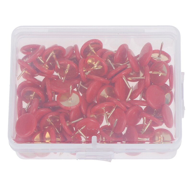 100 Round Pushpins Tack Pin Bulletin Board Cork Paper Map Point Office Binding Supply: RD