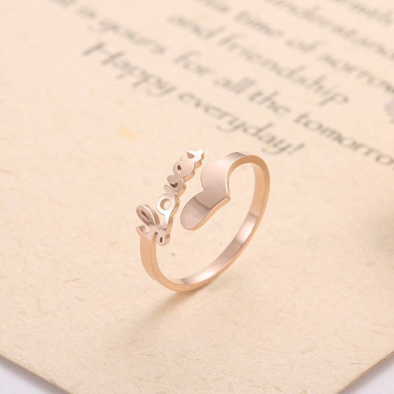 Bague de mariage Simple en acier et titane, anneau de , Simple, cœur d'amour, pour filles, femmes, , or Rose, Super fin,