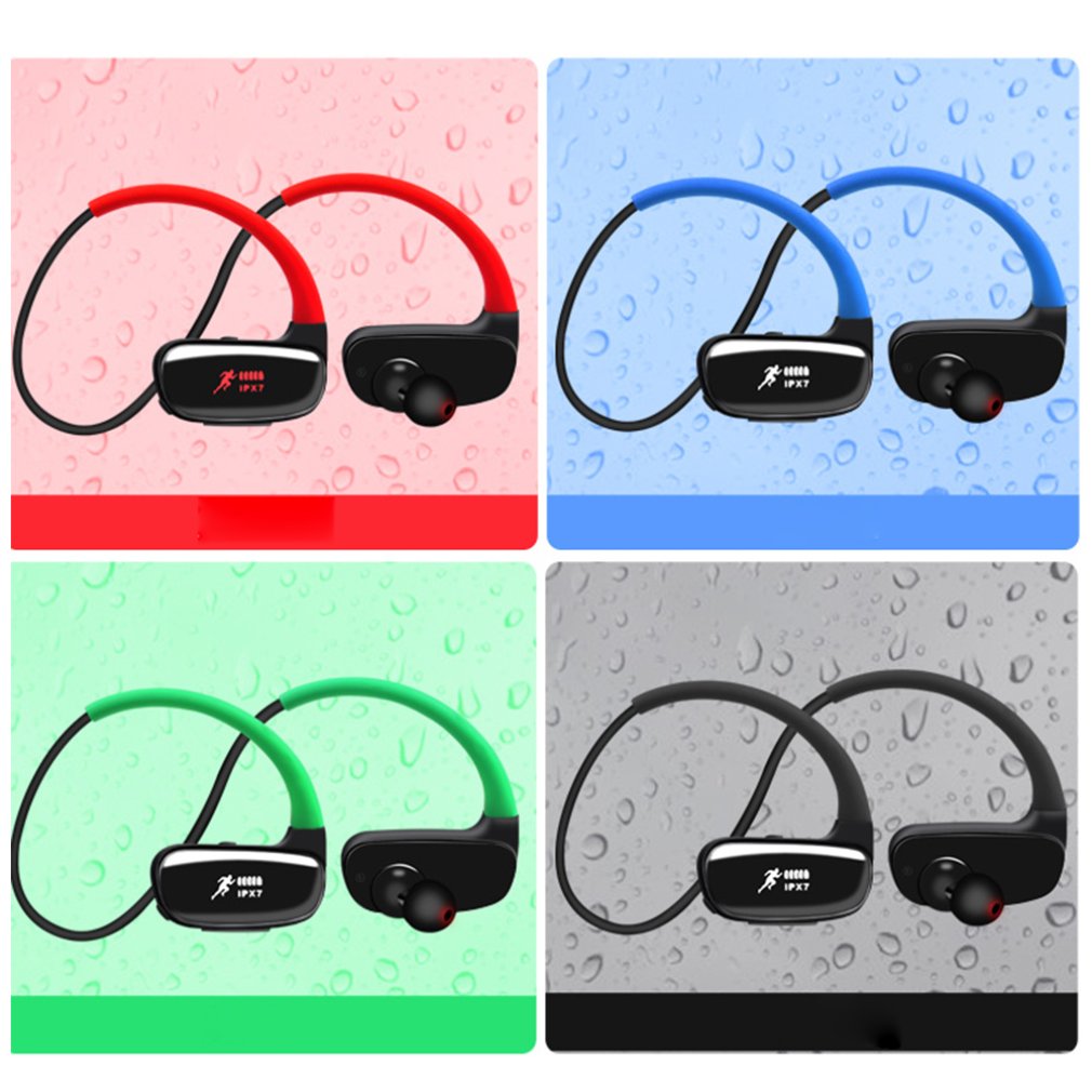IPX8 étanche sans fil Bluetooth écouteur lecteur MP3 stéréo musique écouteurs sport HiFi casque nager