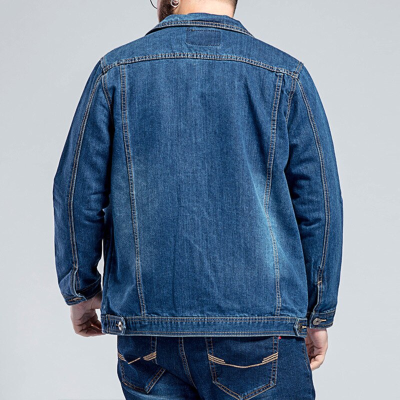 Herrjacka stor storlek l -5xl 6xl 7xl blå jeansjacka herr vårlös stor lapel casual jacka storlek l -7xl