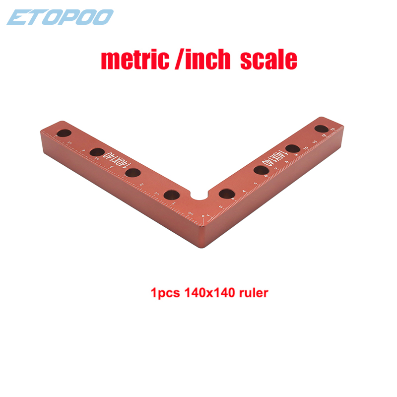 Woodworking Adjustable Corner Clamping Ruler Aluminium Alloy Right Angle Clamps L-Shaped Auxiliary Fixture Positioner Clips: 140mm rulerB
