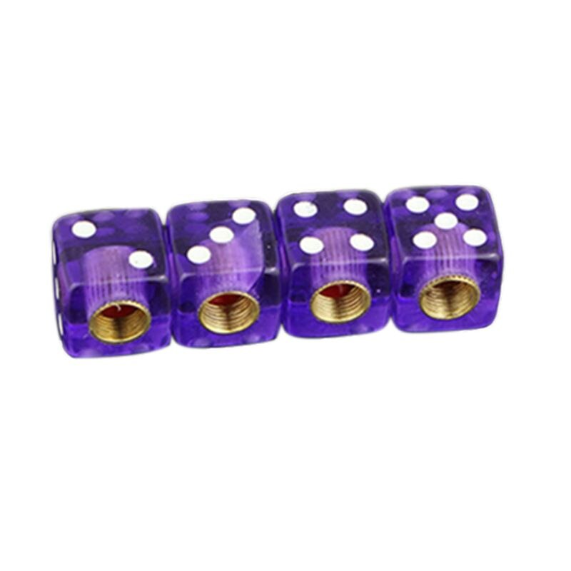 4pcs Dice Shape Car Truck Wheel Tire Air Valve Stem Cover Dust Cap Bicycle Valve: Purple