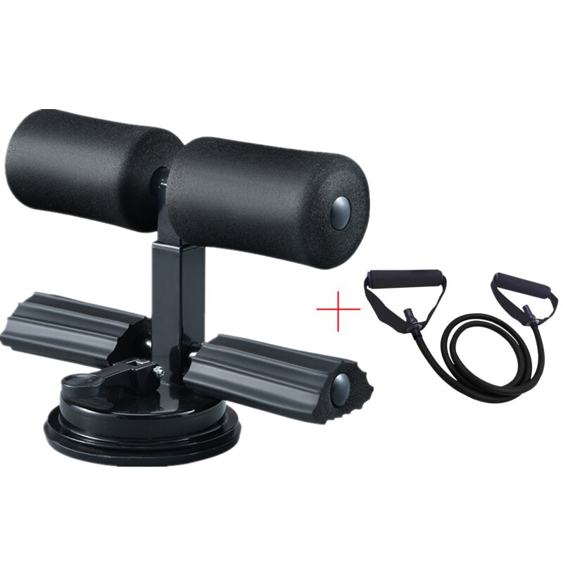 Adjustable Sit Up Bar Floor Assistant Exercise Equipment with Resistance band Home Gym Abdominals Core Workout Fitness Slimming: Black B Set