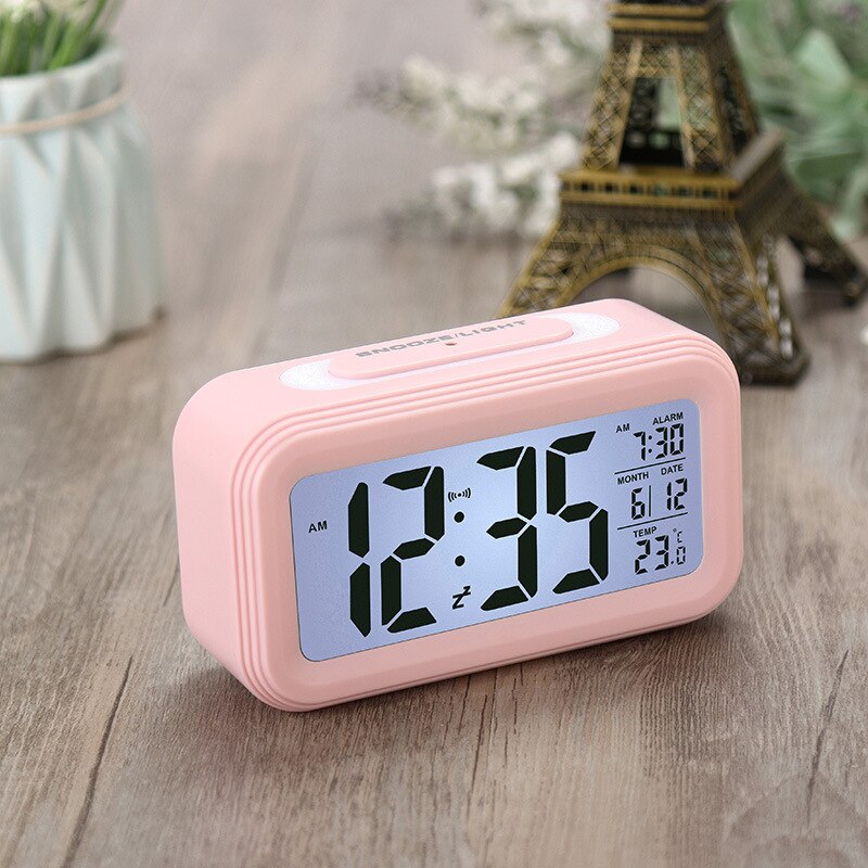 LED Digital Desk Clock Snooze Wake-up Alarm Clock Backlight Temperature Calendar Smart Table Clock Home Office Decor