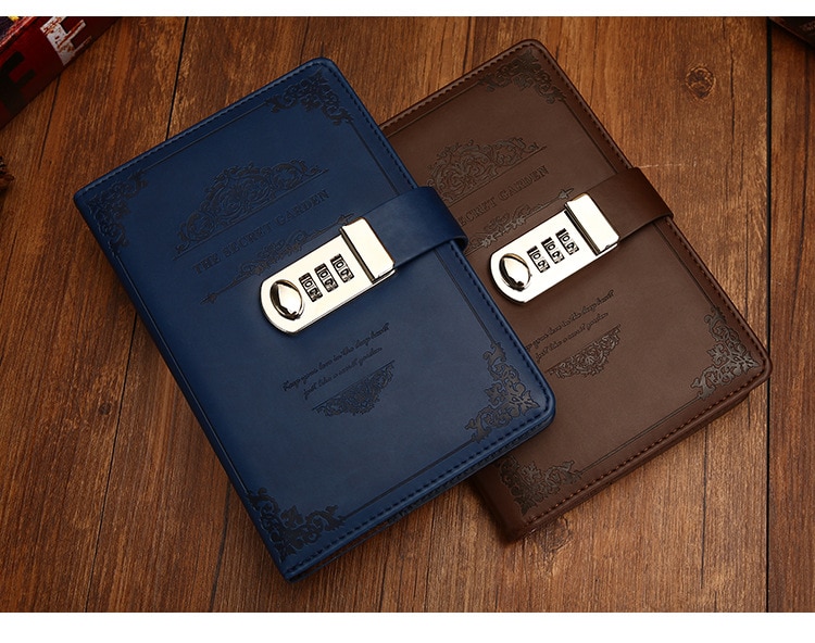 Retro vintage notesbog adgangskode bog planner kontor dame privatliv van gogh kode bog beskyttelse papirvarer