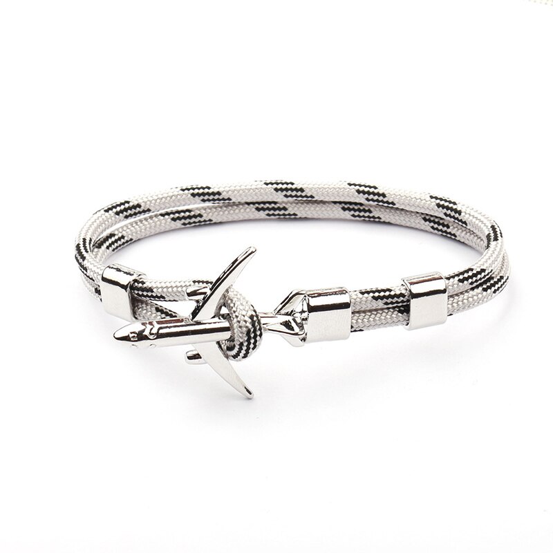 NIUYITID samolot charm kotwica mężczyzn bransoletki kobiet lotnisko moda Rope Chain Paracord lotnictwa życia biżuteria Pulseras Hombres: A6