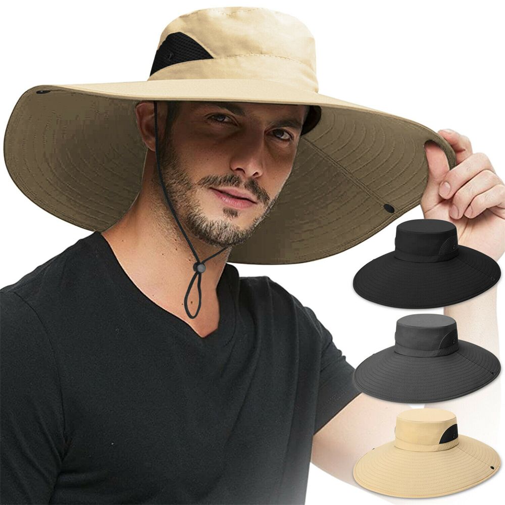 Hombres Mujeres Visera ancha Sombrero de ala Boonie Bucket Cap Verano Pesca Protección solar UV