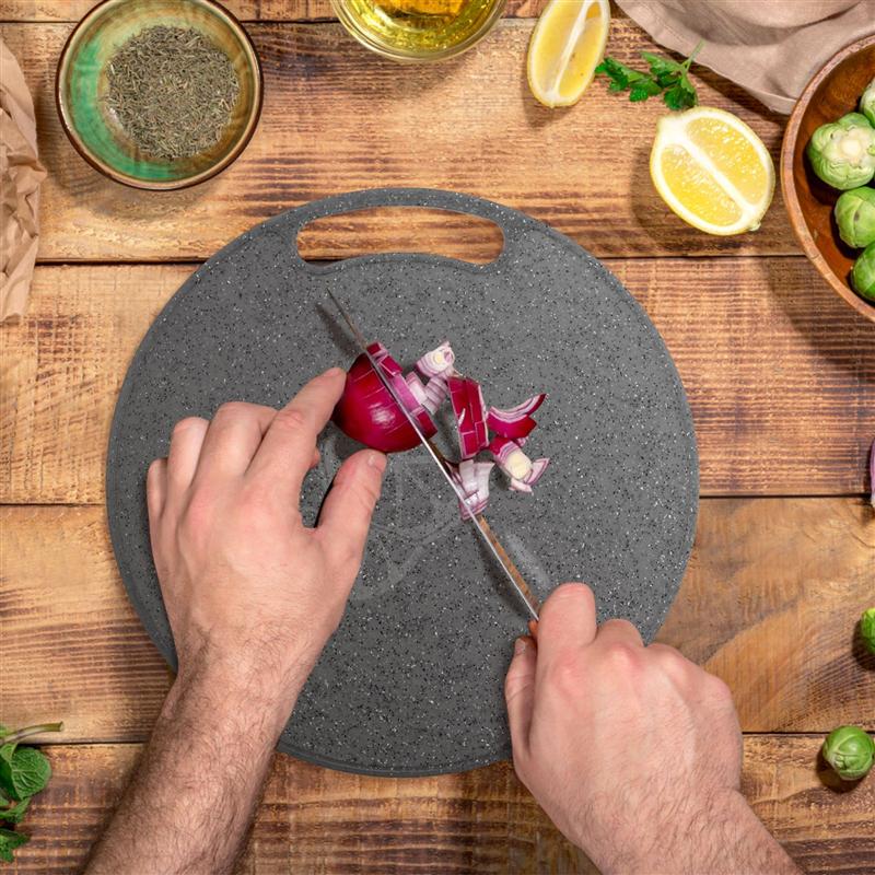 1Pc Imitation Marble Chopping Block Plastic Cutting Board Round Rectangle Hangable Fruit Vegetable Chopping Board