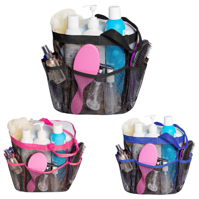 Packable Mesh Douche Bag Caddy Badkamer Carry Tote Toilettas Bad Organizer Bad Opbergmanden