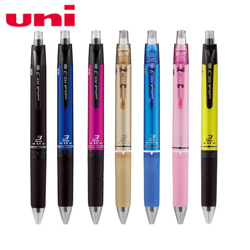 1 pièces japon UNI URE3-500/600 tricolore effaçable stylo rotatif Push Core 0.5mm limité fournitures de bureau et scolaires