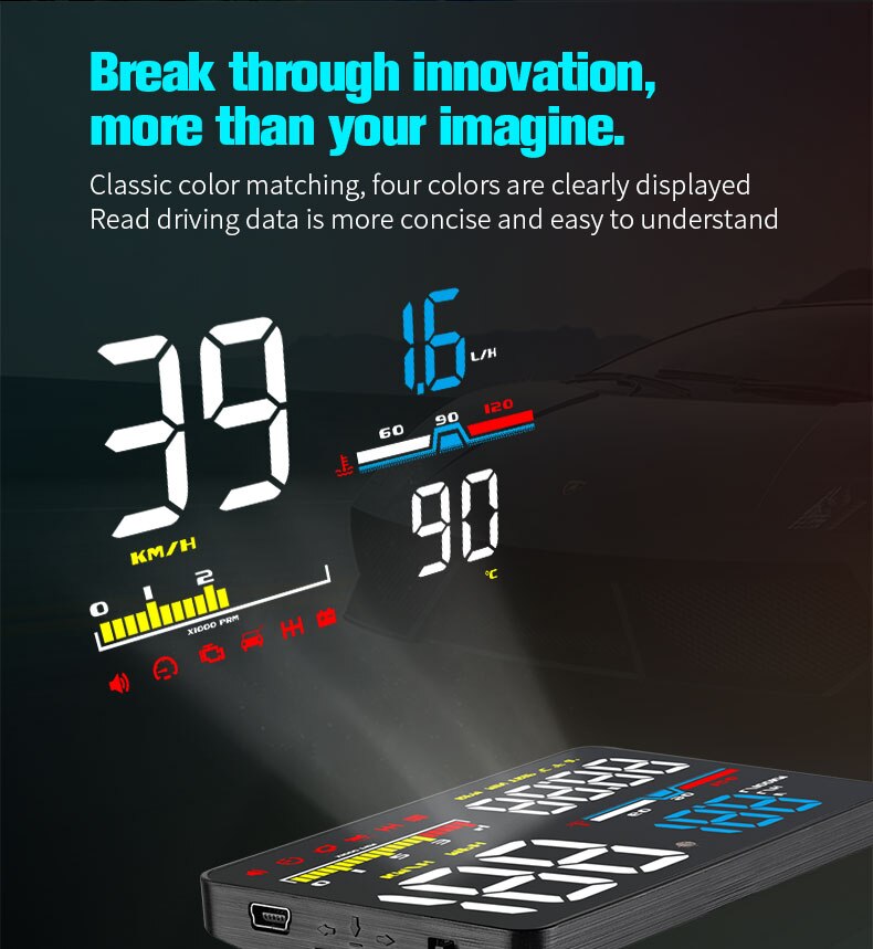 Auto elektronische obd obd 2 hud head-up display universeel toerental spanning kilometerstand alarm rijden auto voorruit snelheidsprojector