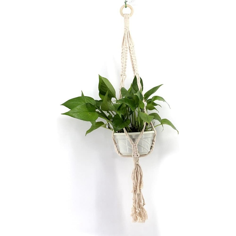 Macrame Cord Natural Cotton Rope 150Yard with Wood Ring Wood Stick for DIY Teether Macrame Kit Wall Hanging Plant Hanger