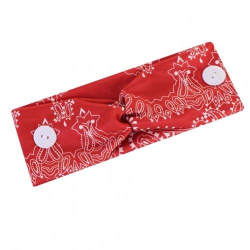 Diadema de buena elasticidad con absorción del sudor, banda para la cabeza cabello con dos botones fuertes para trotar: Rojo