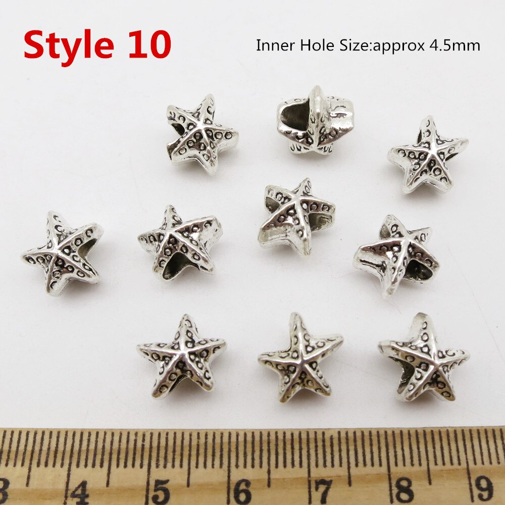 5 pz/pacco metallo differente 5 stili di Pesce, Le Stelle, conchiglie treccia di capelli terrore dreadlock perline anelli del tubo per Lo Styling Accessori: 10pcs Style 10