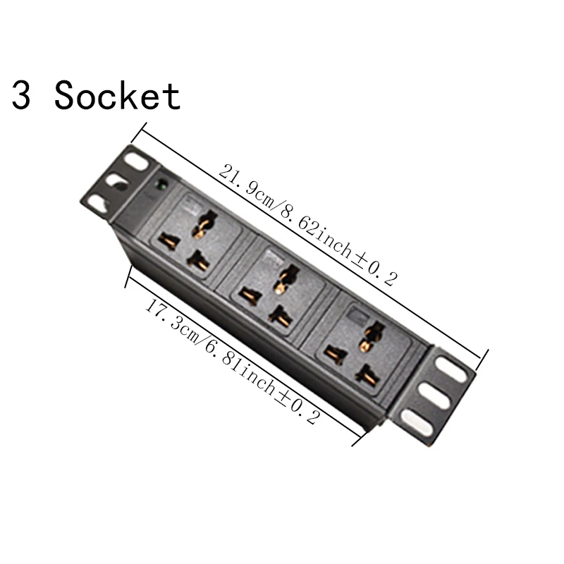 1U Rack Mount PDU Power Distribution Unit with 2/3/4/5/6/7/8/9/10 Ways Universal Sockets NO Switch Led 3500W 2M