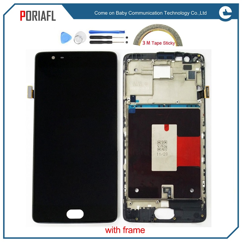 For oneplus3 lcd A3000 1+3 three oneplus 3t LCD display A3010 Touch Screen with Digitizer full assembly + frame repair parts