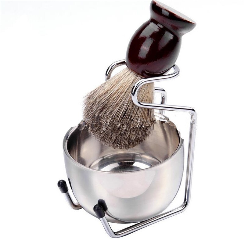 1 Set de los hombres para él la barba conjunto tazón de acero inoxidable soporte brocha de afeitar bigote afeitado herramienta Facial de limpieza 40 #410: C