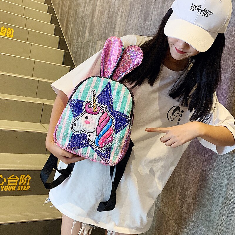 Variable farbe Pailletten Einhorn Rucksack mädchen holographische schule tasche glänzende student kleine rucksack kinder daypack Mochila