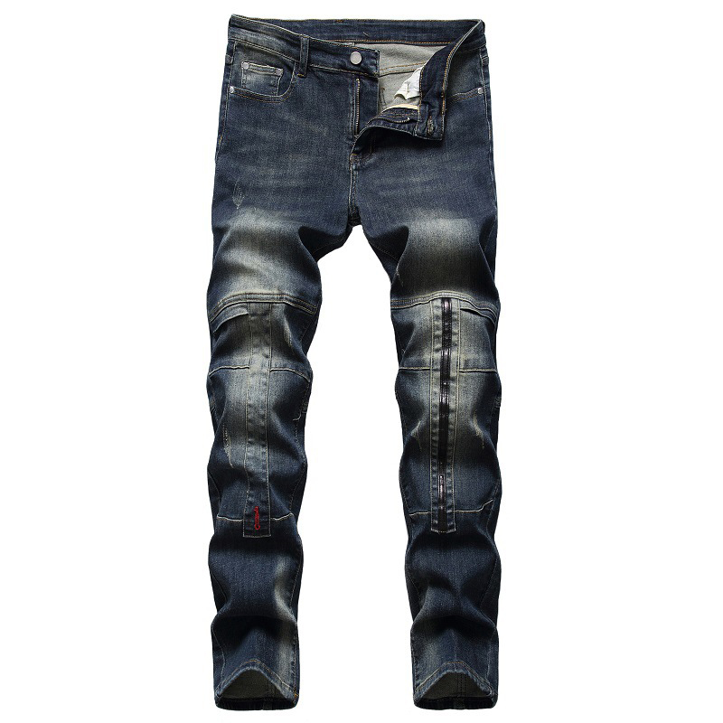 2022 European And American Stretch Jeans Denim Men Nostalgic Personality Stitching Trendy Pants European And American Large Size