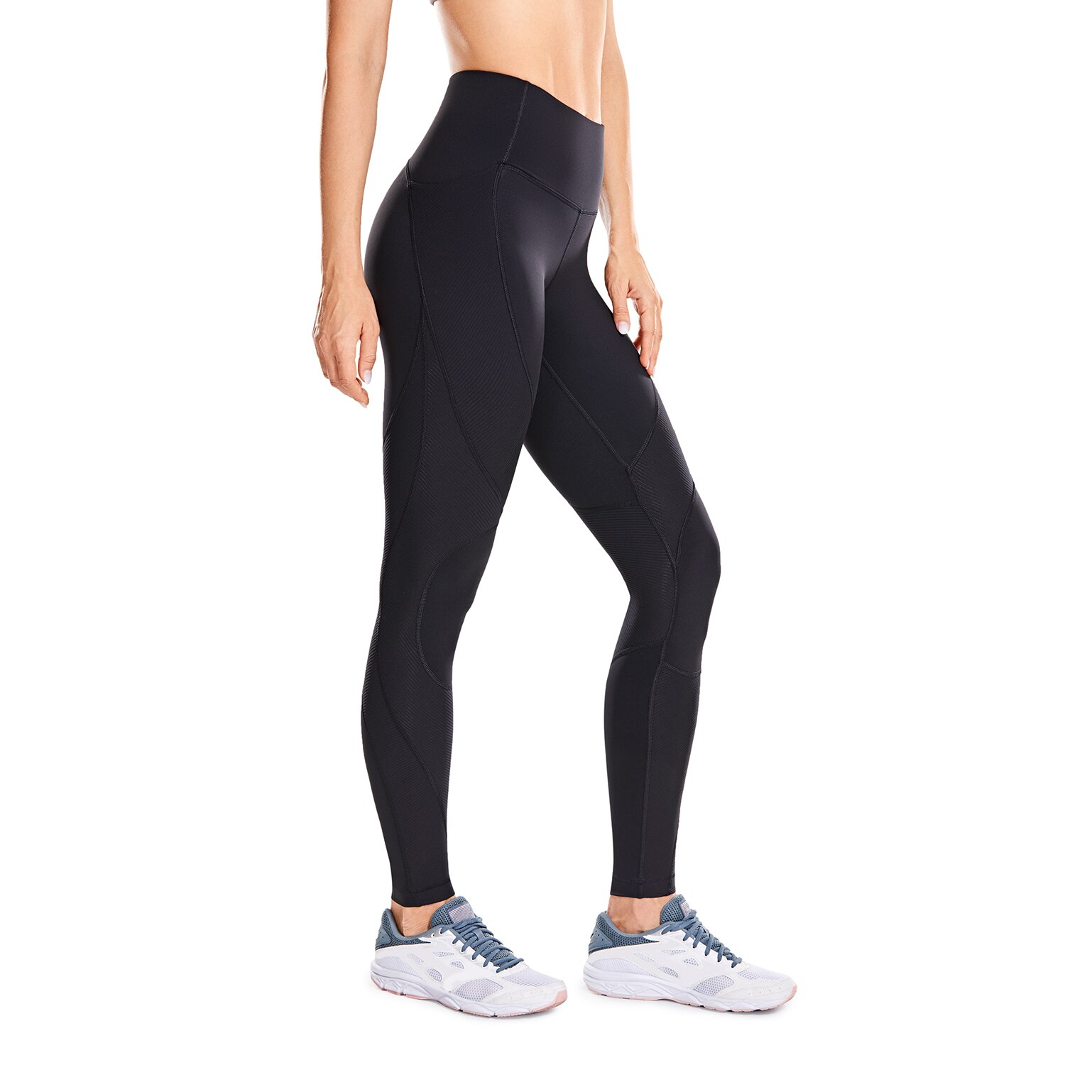 CRZ YOGA Leggings da allenamento con pannello a costine a vita alta da donna con tasche pantaloni da Yoga Fitness sensazione nuda-25 pollici: Black01 / US0-2