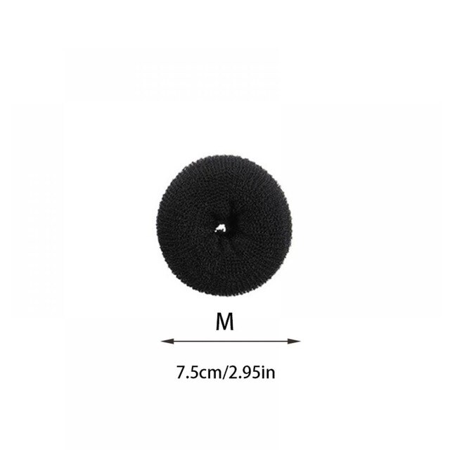 Donut de espuma mágica para hacer moños en el pelo, anillo grande fácil, herramientas de estilismo para el cabello, accesorios para el cabello para niña y mujer: Black-M