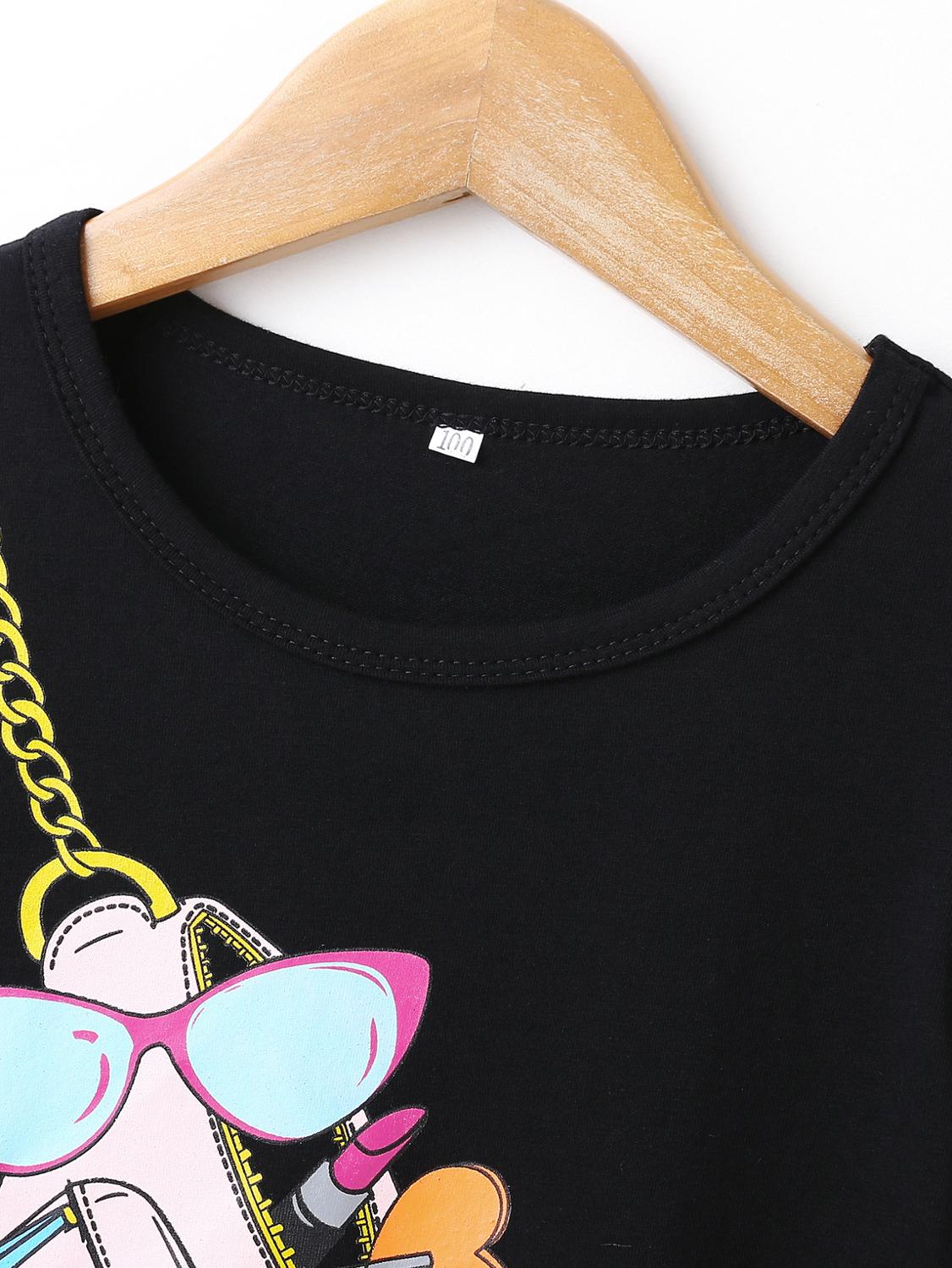 Umorismo orso primavera ragazze estate moda manica corta abito per bambini Casual allentato bambino girocollo stampa abito per bambini
