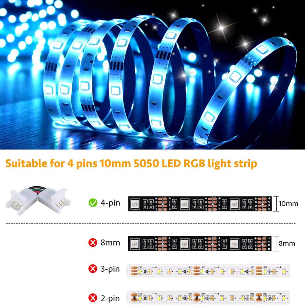 Lism 10Mm 4 Pin L Vorm Led Rgb Verstelbare Connector Voor Aansluiten Hoek Haakse 10Mm 5050 /3528 Rgb Led Strip Licht