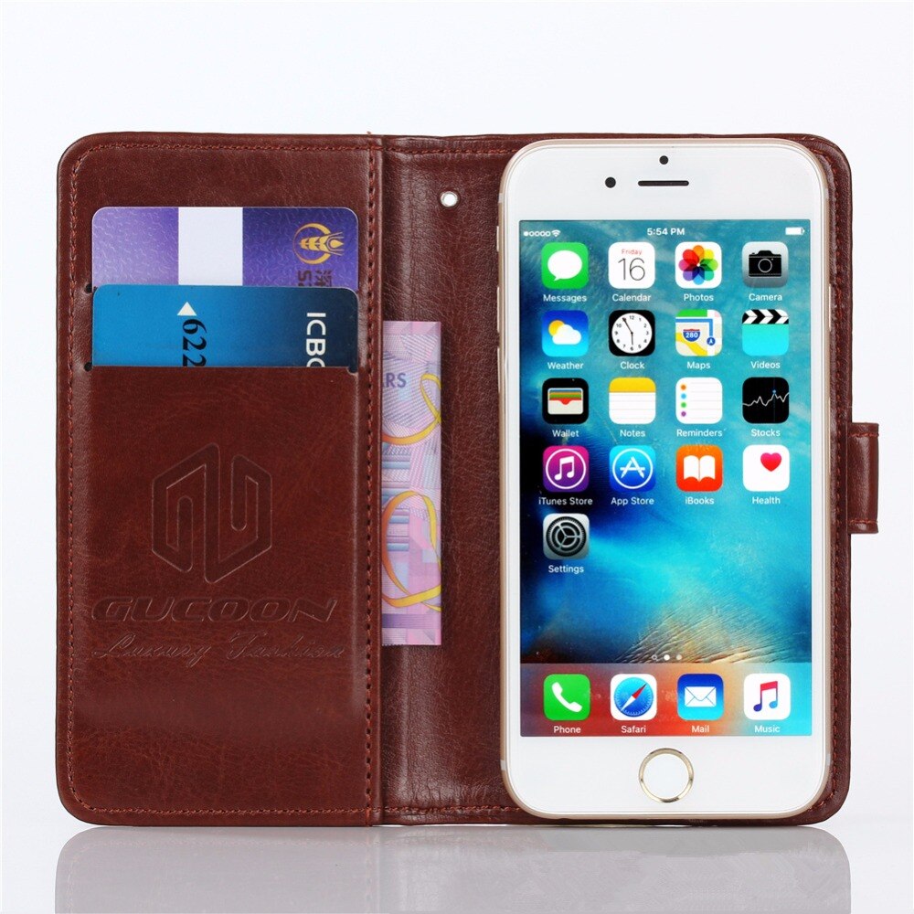 GUCOON-funda tipo billetera Vintage para Vernee Thor E, Funda de cuero PU de 5,0 pulgadas, fundas de magnética Retro