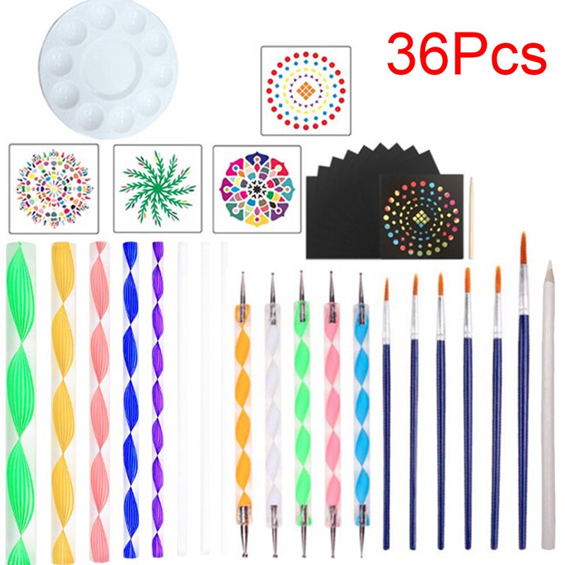 36 herramientas para puntear mandalas y pintar rocas, kit de puntos para pintar rocas, bolígrafo para pintar piedras, plantilla de herramienta de lunares, cosmética