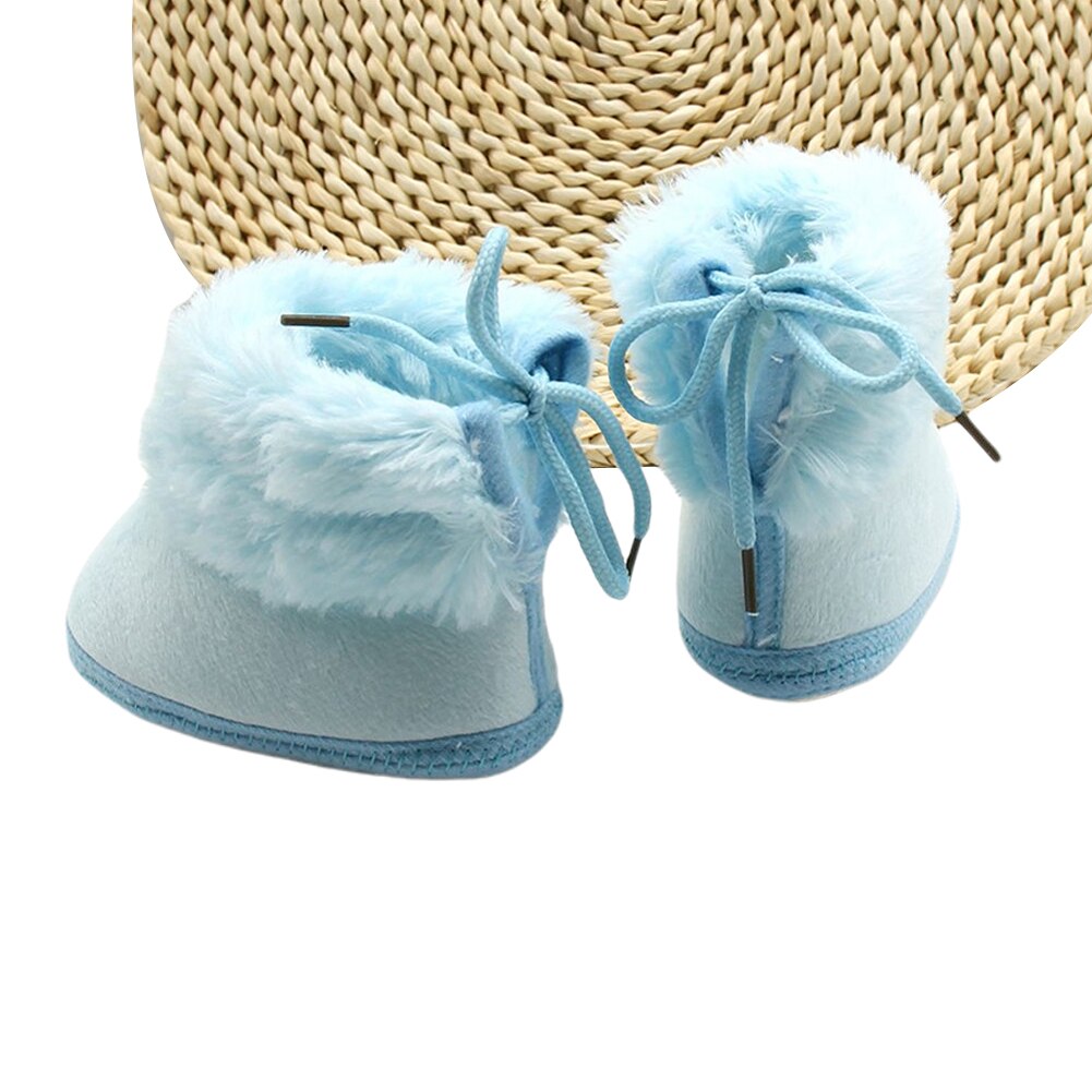 Infant Baby Snow Boots, Anti-Slip Sole Winter Warm Lace Up Sneakers Faux Fur Crib Shoes