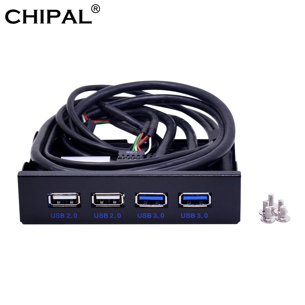 CHIPAL PC Desktop 3.5 Inch Floppy Bay 4 Ports USB 2.0 USB 3.0 Front Panel Hub USB3.0 Splitter Internal Combo Bracket Adapter